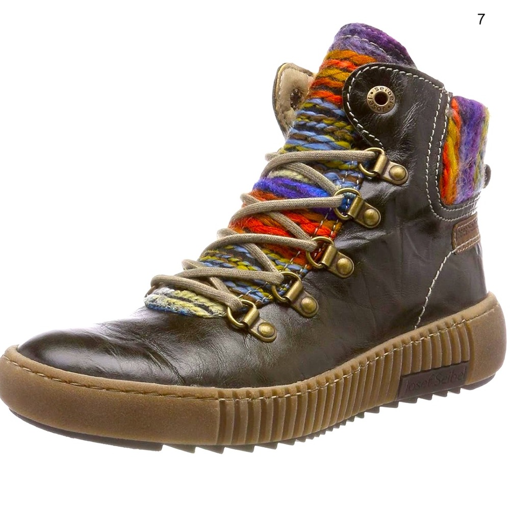Josef Seibel Women's Lace Up Boots - Black and Brown